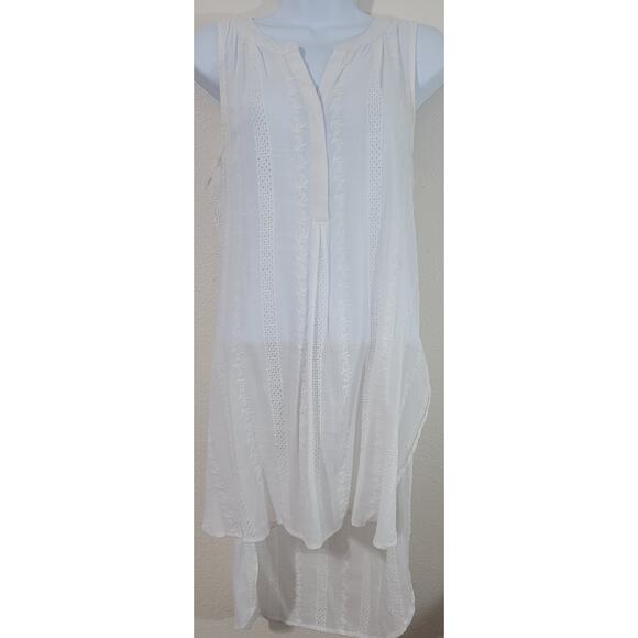Knox Rose White Sleeveless Hi Low Tunic Tank Medium Boho Lightweight Flowy - Picture 1 of 5